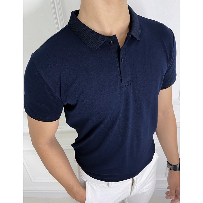 Áo Polo,nam, Áo thun có cổ cotton trơn basic thời trang công sở