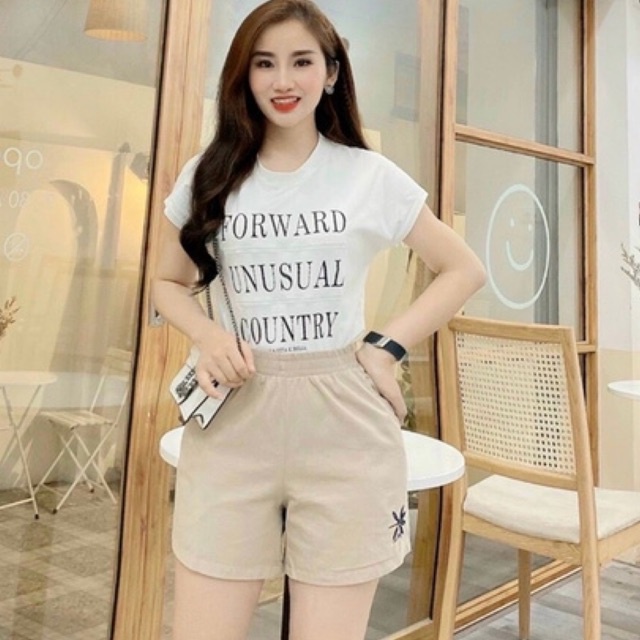 Quần short đũi_quần sooc đùi đũi thêu hoa cạp chun siêu Hot_556