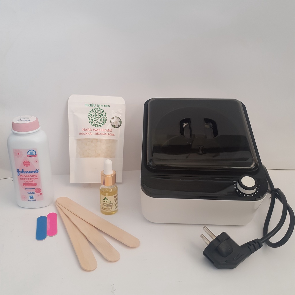 Siêu combo: Nồi wax lông chống dính cao cấp + sáp wax cao cấp + mỡ trăn + phấn rôm (Kèm quà tặng xem mô tả sản phẩm)