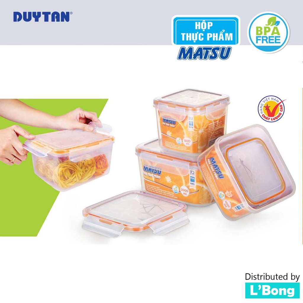 Hộp đựng thức ăn Matsu (Hộp nhựa vuông không BPA)