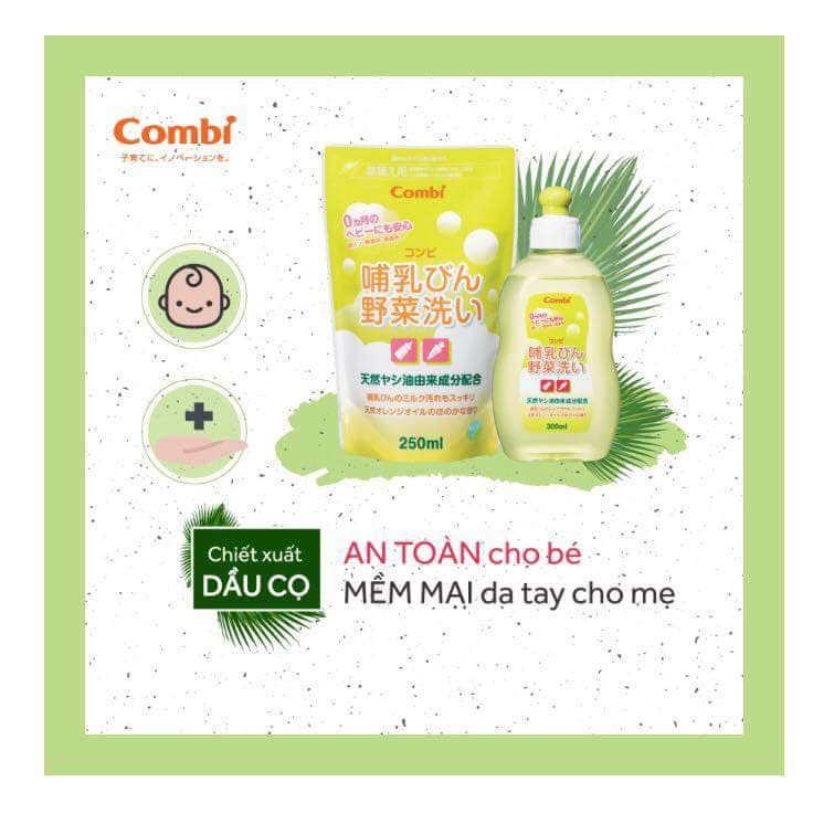 Nước rửa bình sữa tinh dầu cọ Combi ( Mua 1 tặng 1)