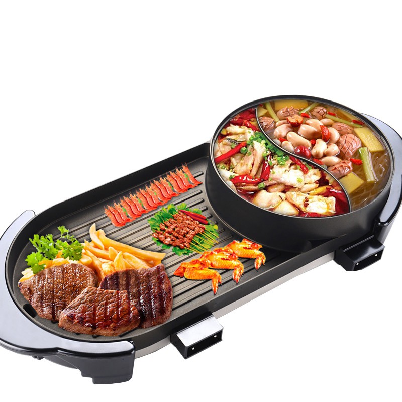 (BH 1 năm) Bếp lẩu nướng BBQ đa năng 2in1 2 dây nguồn riêng Unika G867 không khói công suất 3000W