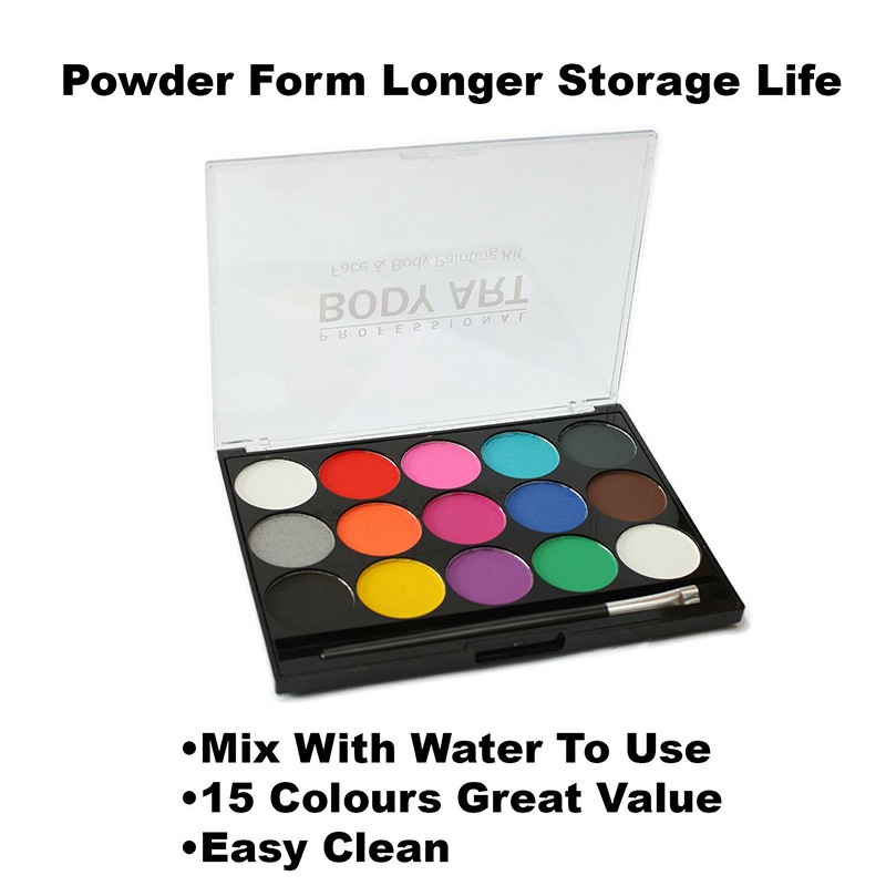 Face & Body Painting Kit 15 Colours Pressed Powder Palettes Set Face Art Make Up