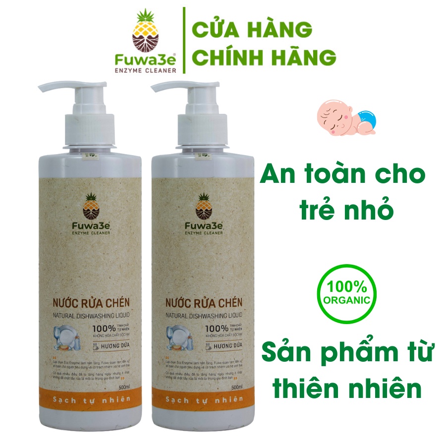 Mã BMLT35 giảm đến 35K đơn 99K Nước rửa chén hữu cơ Fuwa3e 500ml combo 2