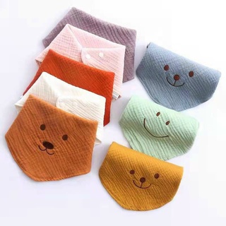 Khăn yếm tam giác cao cấp có cúc bấm vải muslin 2 trong 1, khăn sữa vải xô sợi tre bamboo siêu thấm hút