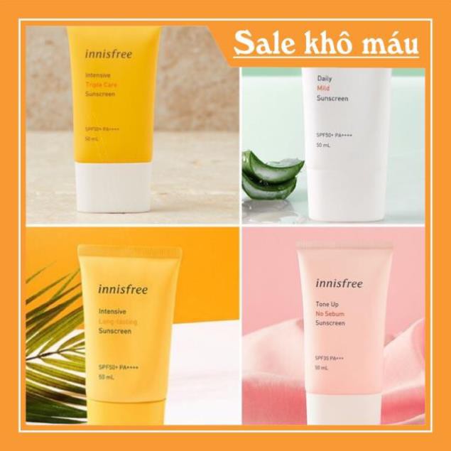 [Auth][Có bill] Kem chống nắng Innisfree Triple care SPF50 - PA+++ Daily Mild, Nosebum, Long Lasting, Triple Shield