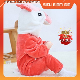 Bộ đồ thú trẻ sơ sinh unicorn hồng - chất nhung mịn cao cấp