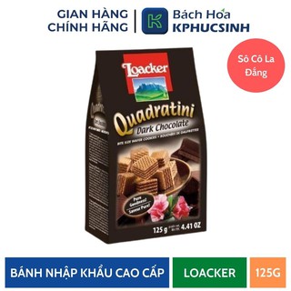 Bánh xốp Quadratini sô cô la đắng hiệu Loacker 125g KPHUCSINH - Hàng Chính Hãng