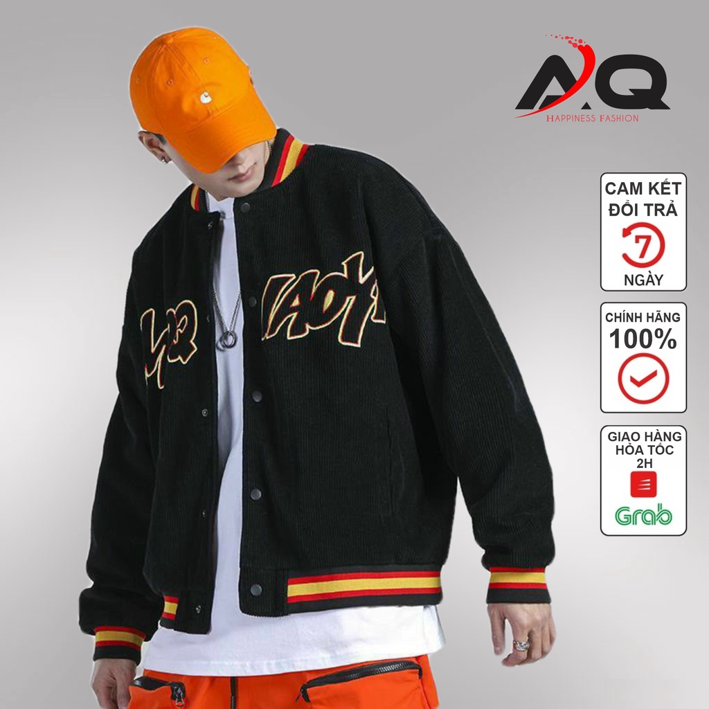 Áo Bomber Jacket chất Nhung tăm 2 lớp chống nắng  Nam Nữ mặc đẹp Unisexy- AQ STORE