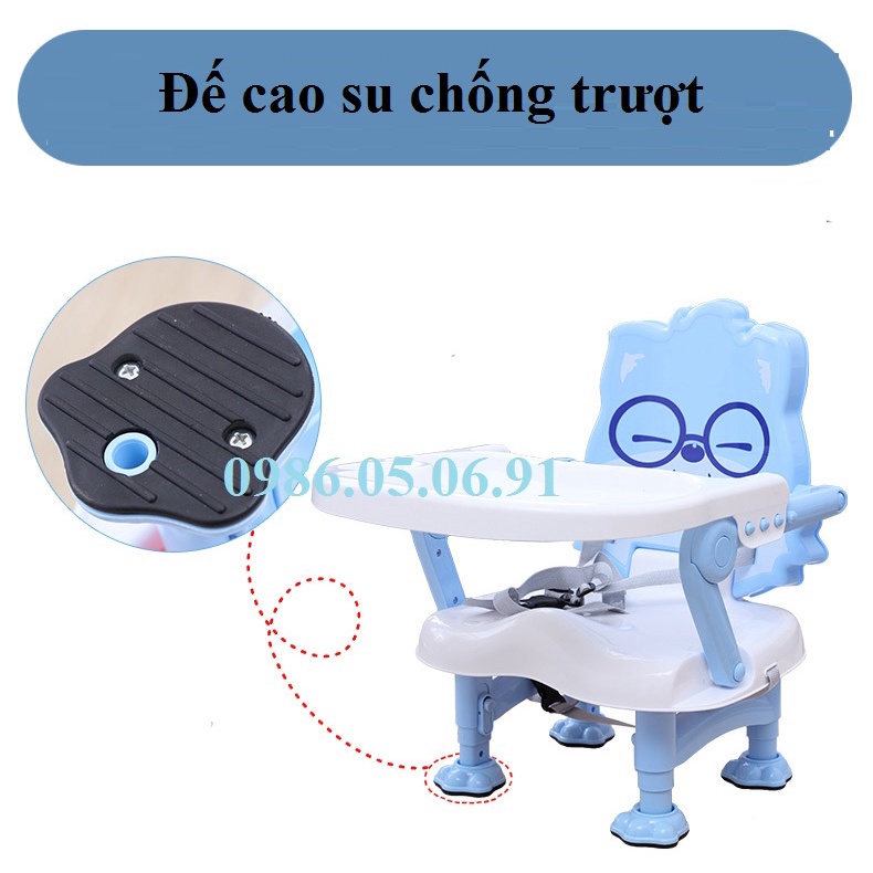 Ghế ăn dặm gấp gọn đa năng hình con mèo có nấc điều chỉnh cho bé