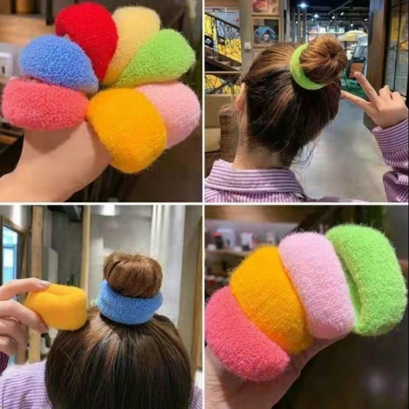 1/5 Dây Buộc Tóc Cao Su Mềm Co Giãn Nhiều Màu Thời Trang Cho Nữ