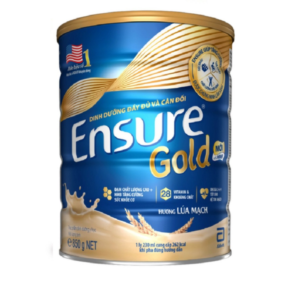Sữa bột Ensure Gold Abbott lúa mạch 850g