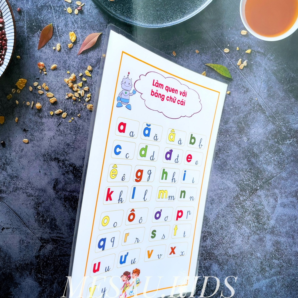 Bảng chữ cái tiếng việt cho bé mẫu giáo bảng chữ cái dán tường decal và ép plastic