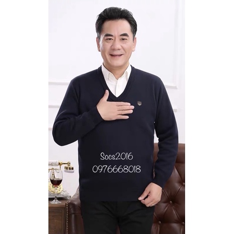 Áo len nam trung niên cổ tim thu đông tặng bố-lì đẹp hàng có sẵn.