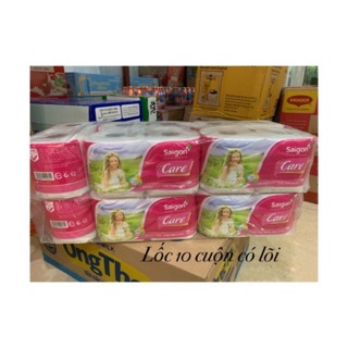 (Lốc 10 cuộn) Giấy vệ sinh Saigon có lõi