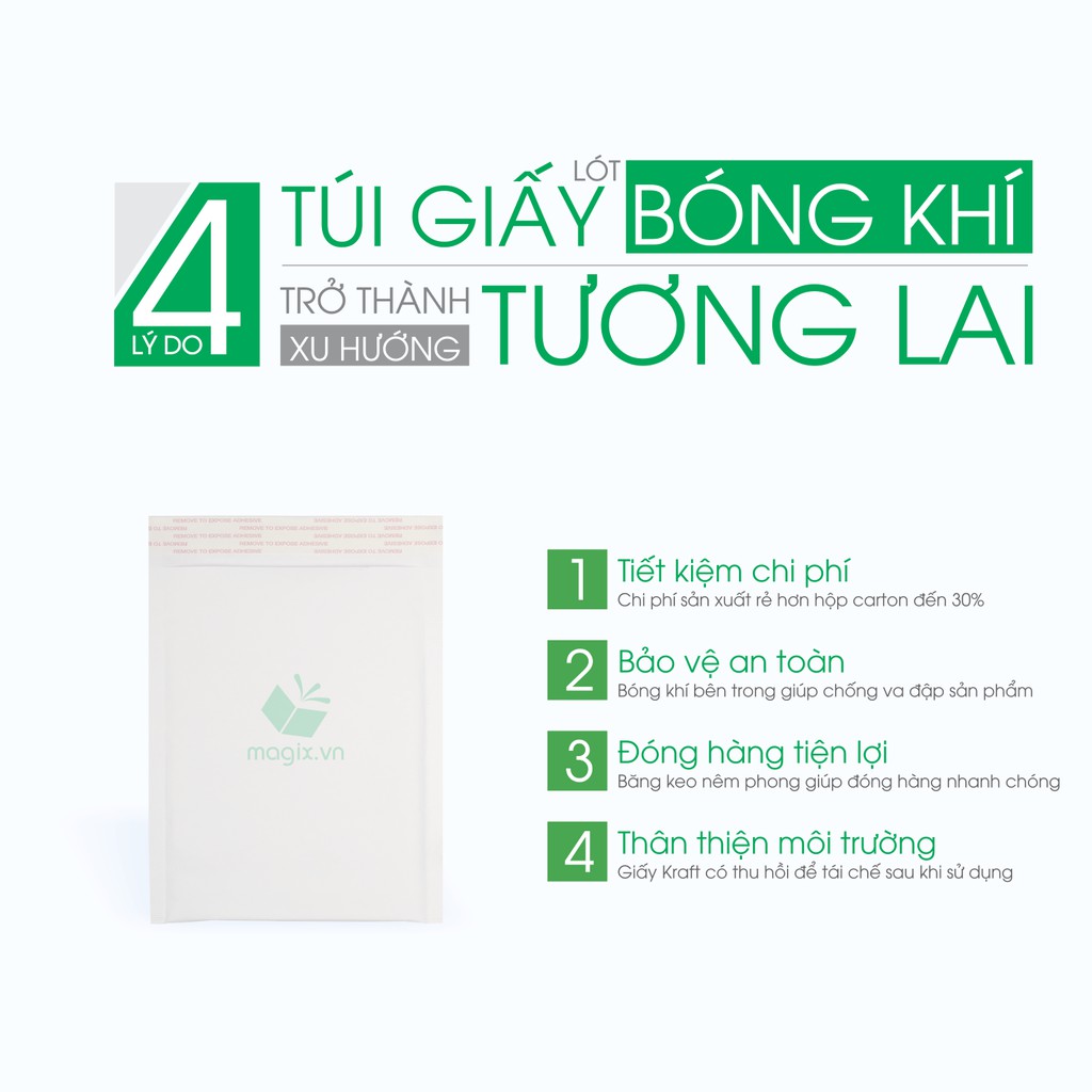 MTS1 - 18x16 cm - 25 Túi giấy Kraft bọc xốp hơi thay hộp carton