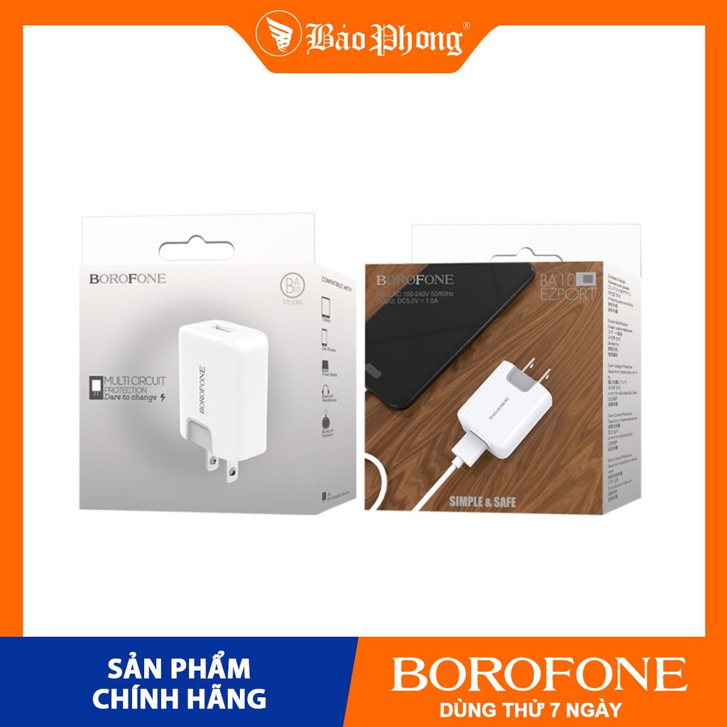 Củ sạc 1 cổng USB BOROFONE BA10 HTL cốc cóc