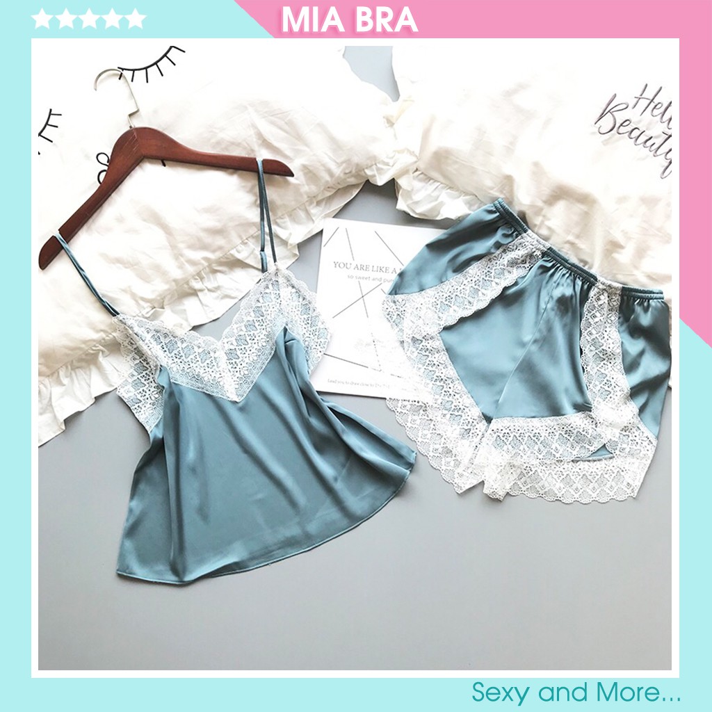 Bộ đồ ngủ lụa gợi cảm siêu xinh 2 dây MIA BRA M19