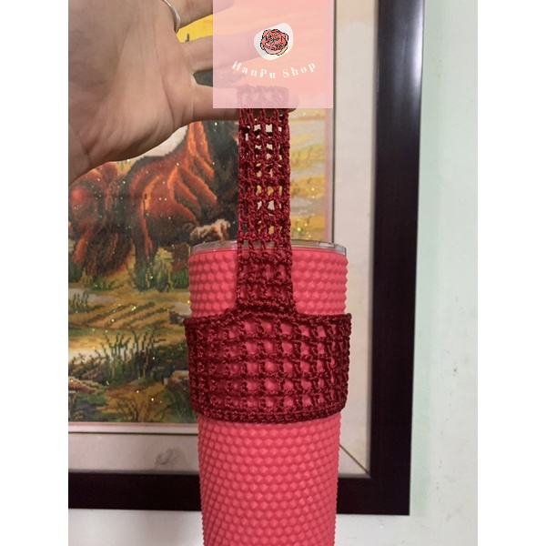 ( Free size ) Quai Treo Ly Giữ Nhiệt Được Làm Từ Len Cứng Handmade Siêu Chắc Siêu Tiện Lợi