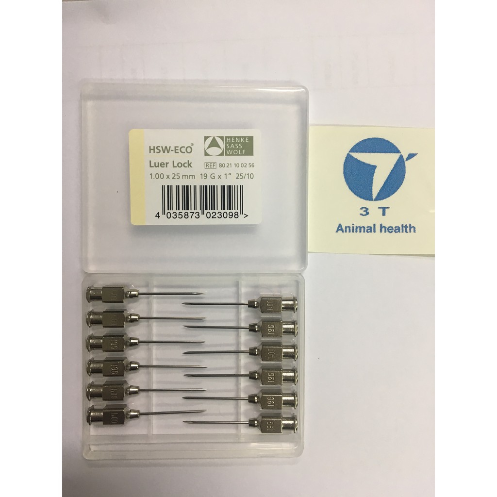 Vỉ 12 kim tiêm thú y - kim tiêm trâu bò, lợn, gà, vịt - hàng Hsw Eco Đức