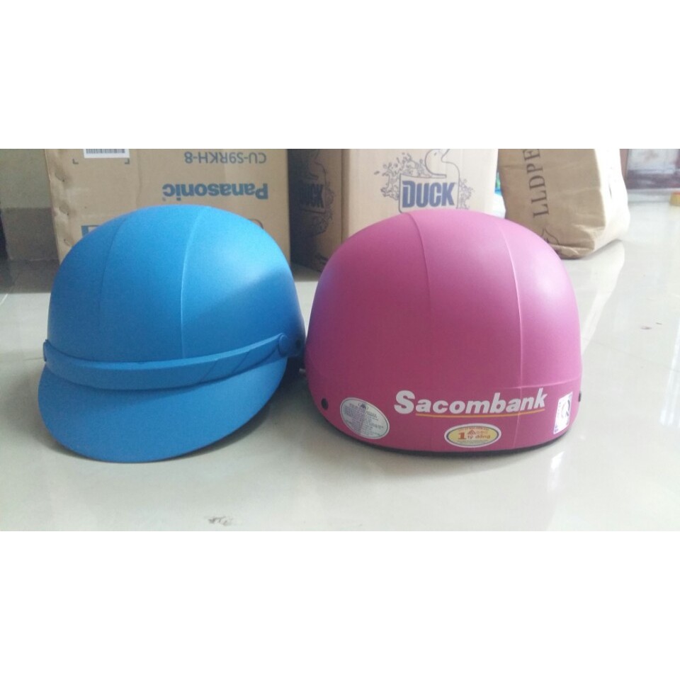 Nón bảo hiểm Sacombank - xanh mờ/hồng mờ