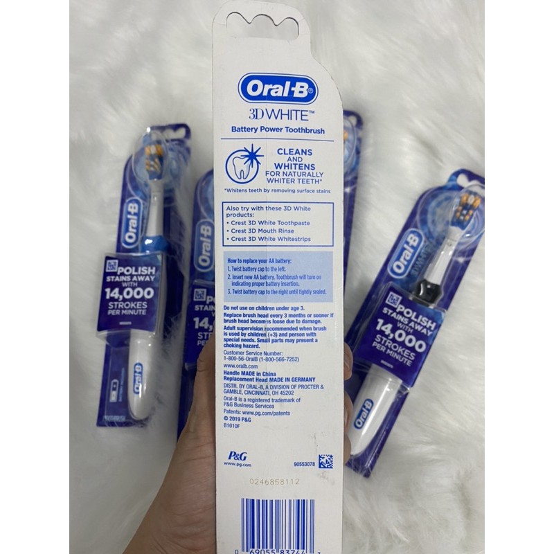 [HÀNG MỸ] Bàn chải đánh răng pin tự động ORAL B 3DWHITE.