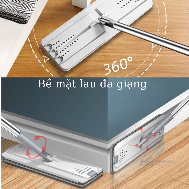 Cây Lau Nhà Chổi Lau Nhà Tự Vắt Thông Minh 360 Độ Đa Năng Tặng Kèm 2 Bông Lau