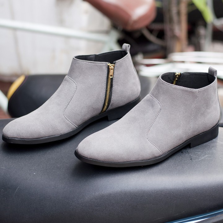[ XẢ KHO ] Giày Chelsea Boot Nam Cổ Khóa Rất Dễ Xỏ Da Búc Màu Xám Cực Đẹp - CB521-BUCKXAMKHOA | BigBuy360 - bigbuy360.vn