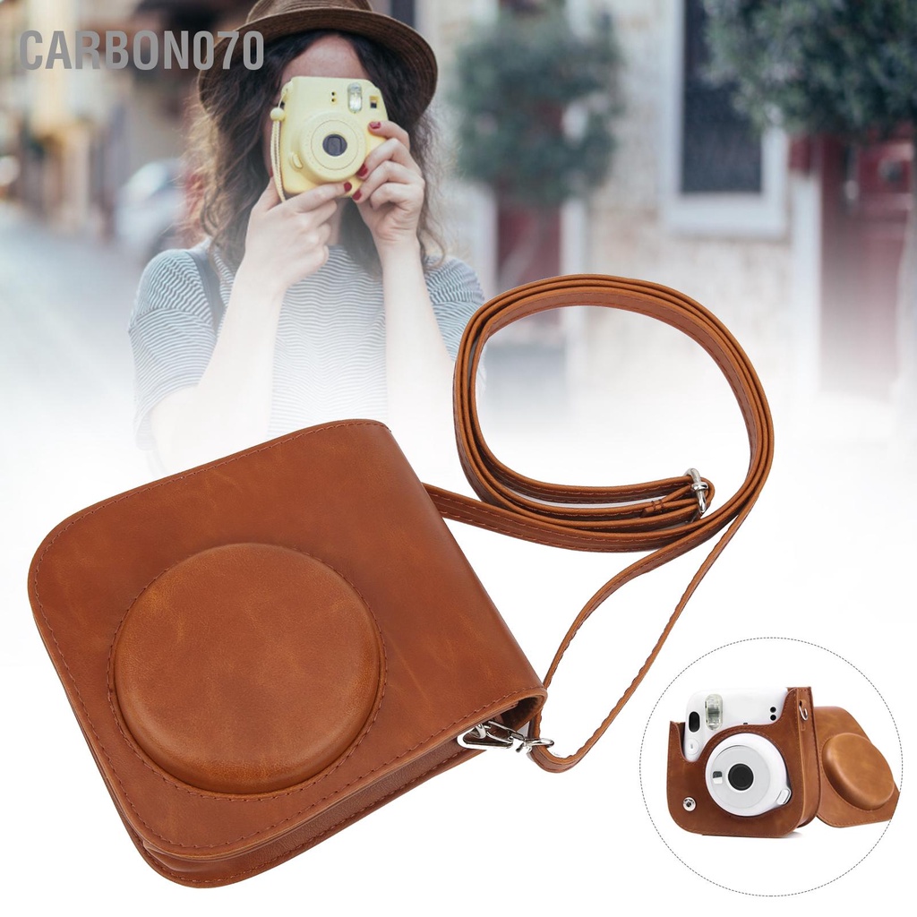 Hàng HOT Túi đựng máy ảnh da PU Sling Shell Vintage cho Máy Fujifilm Instax Mini 11/9/8【Carbon070】
