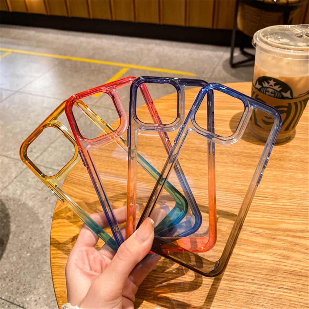 Ốp Điện Thoại iPhone 13 14 plus 12 11 Pro MAX X XS MAX XR case ốp lưng điện thoại iphone 14 promax Acrylic Cứng Trong Suốt Chống Sốc Màu Gradient Sang Trọng Cho