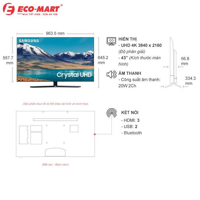 UA43TU8500KXXV Tivi Samsung 43 inch 4K Smart TV Mẫu 2020