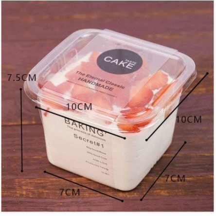 Sỉ 50 Hộp Nhựa Vuông Đựng Bánh Tiramisu/Mousse Kích Thước 10x10cm Hàng Cao Cấp