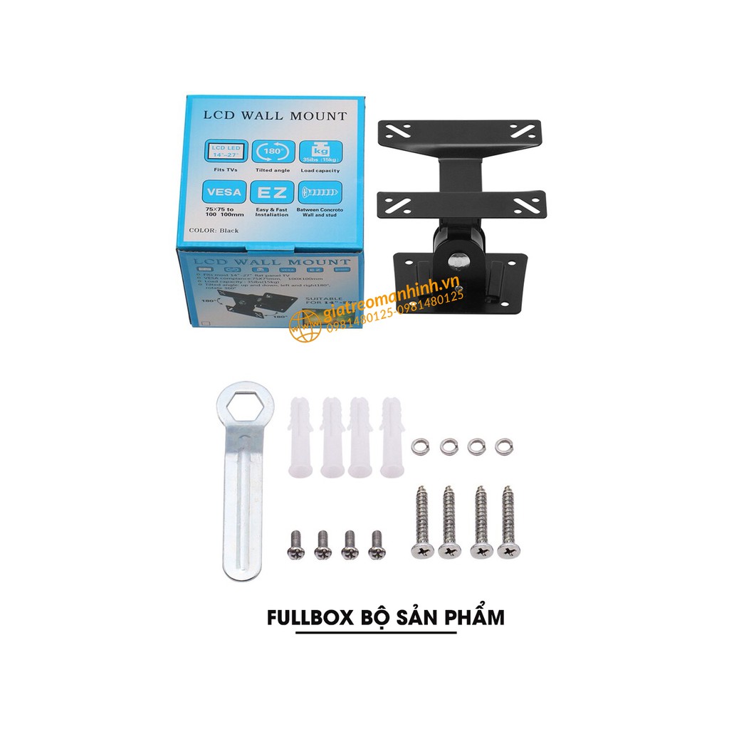 Giá Treo Màn Hình 17 - 27  Model F01 / Lắp Đặt Treo Tường - Xoay Màn 180 Độ