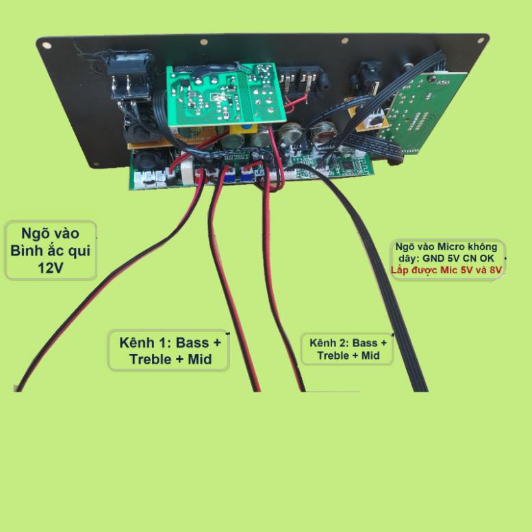 Mạch loa kéo 2 kênh riêng biệt 2 IC HY8110B 60W + 60W cam đỏ