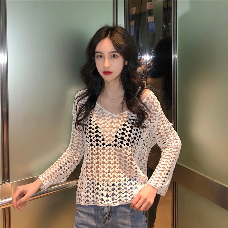 Set bikini 2 chi tiết áo lưới tim và quần