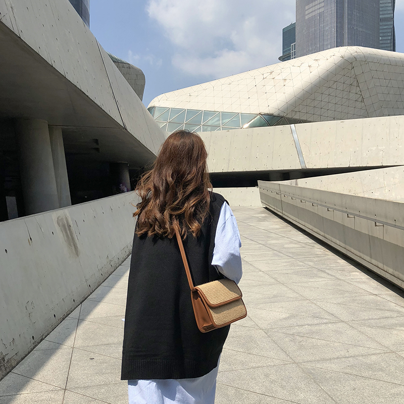 Áo sweater không tay dáng rộng phong cách Hàn Quốc sang trọng