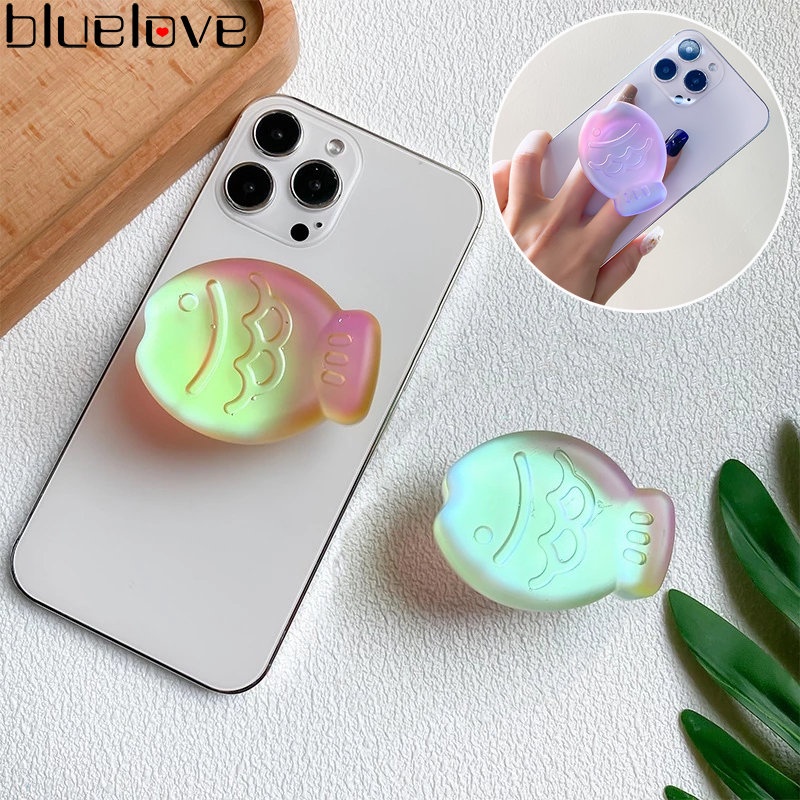 1 Giá Đỡ Điện Thoại iPhone &amp; Android Cầm Tay Pha Lê Laser Hình Cá 3D Màu Kẹo Phong Cách Ins