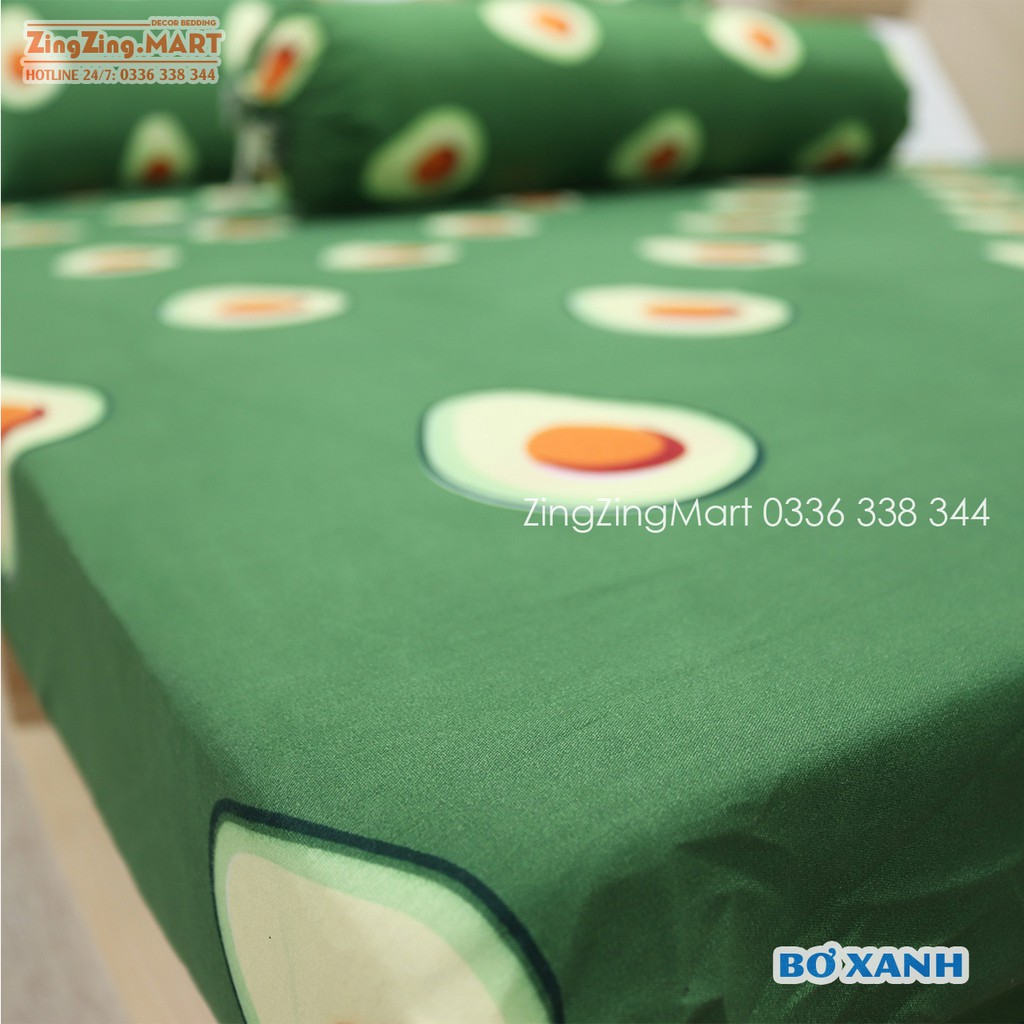 Bộ Ga Gối Poly Cotton Ga trải giường Bơ Xanh | Bộ Drap giường m2/m6/m8/2m2 ( ZingZingMart )