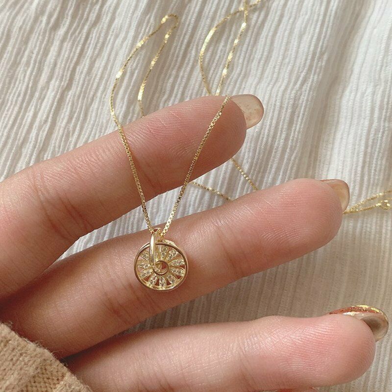 Vòng cổ Mạ Bạc 925 Mặt Hình Ngôi Sao / Trái Tim Đính Đá Zircon Phong Cách Hàn Quốc