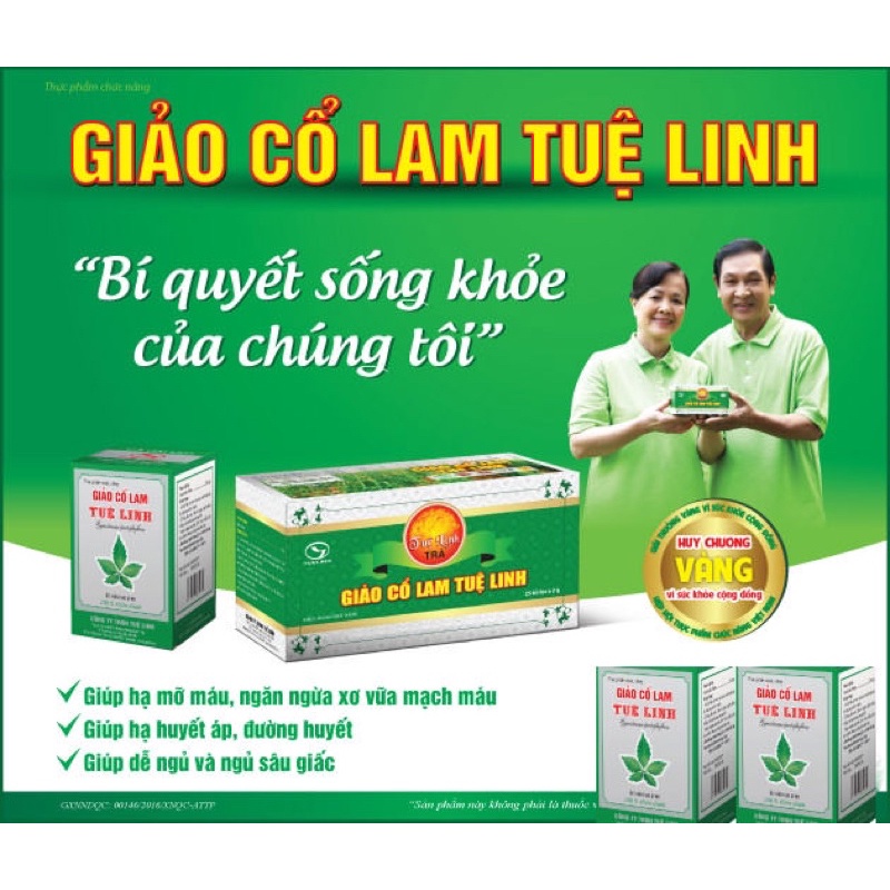 ✅[Chính hãng] Trà Giảo Cổ Lam Tuệ Linh hỗ trợ giảm mỡ máu, đường huyết và giảm nguy cơ xơ vữa động mạch (Hộp 25 gói)