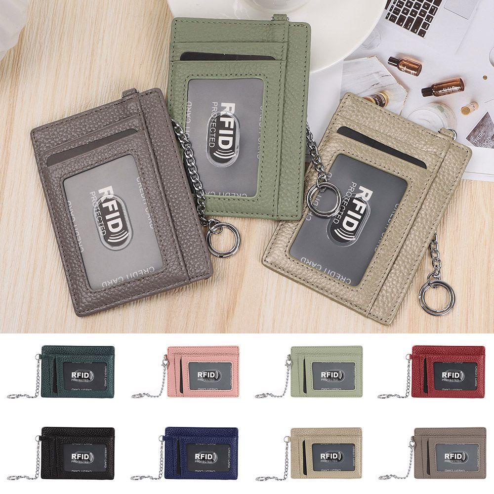 MIHAN1 Ví Đựng Thẻ Kèm Móc Khóa 6 Ngăn Màu Đen RFID