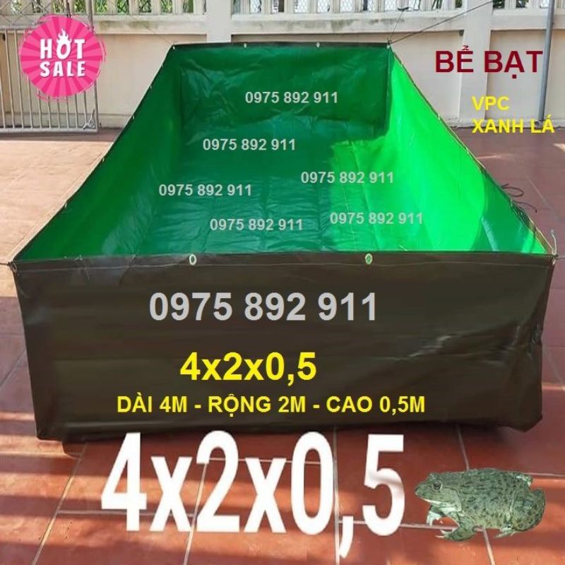 BỂ BẠT NUÔI ỐC ẾCH CÁ LƯƠN - XANH BỘ ĐỘI 4X2X0,5