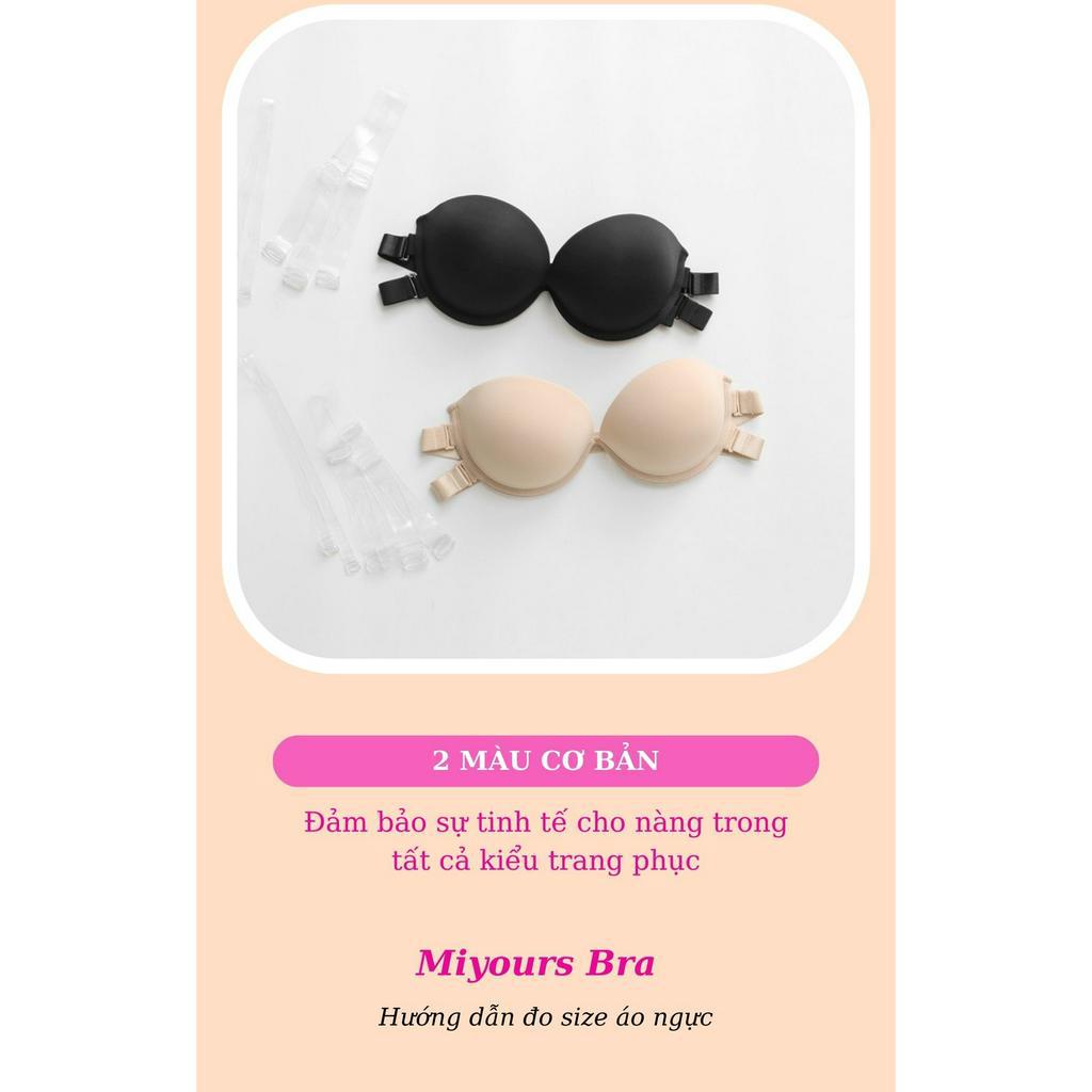 Áo lót cúp ngực nữ MiYours Fashion &amp; More AC061 su trơn cài sau có gọng không dây chống tụt đệm dày nâng ngực, hở vai