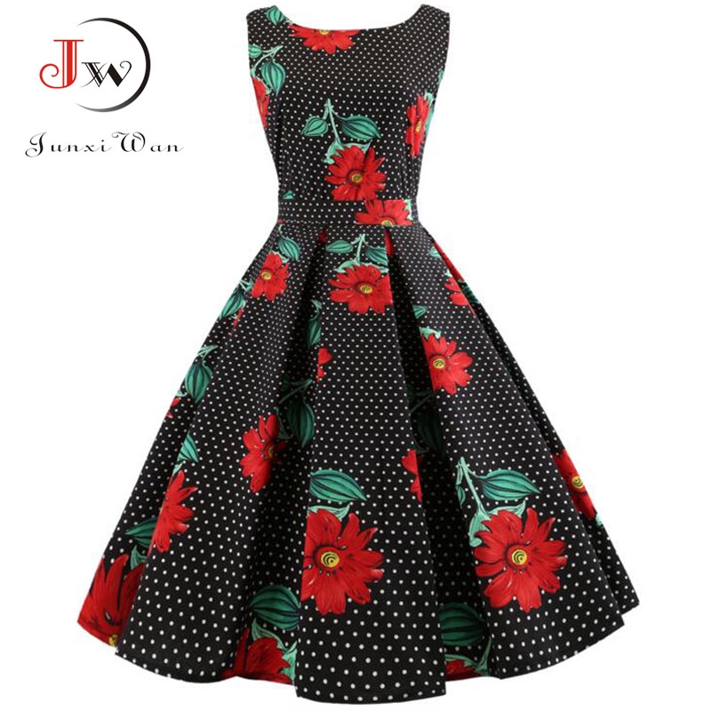 Đầm Xòe 50s Họa Tiết Hoa Vintage Cho Nữ