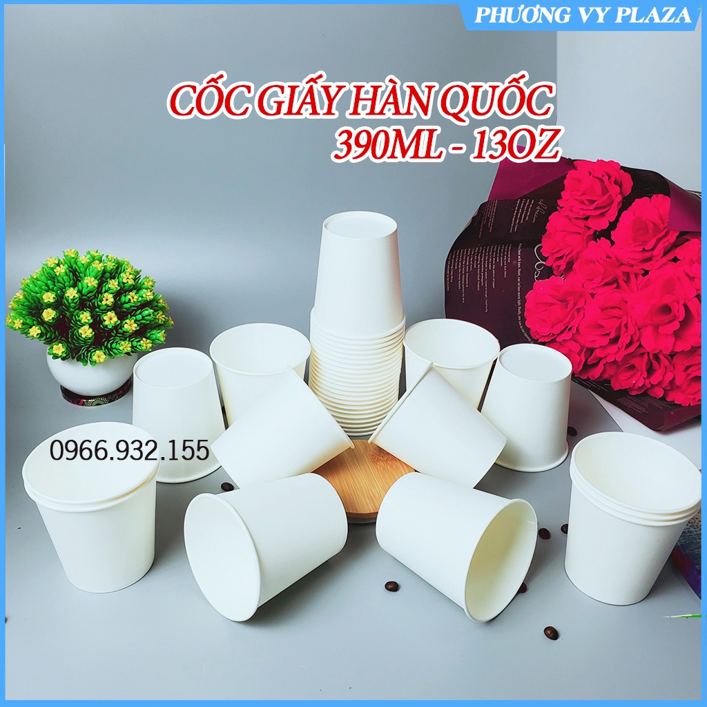 Set 50 cốc giấy trắng trơn đủ size nhỏ