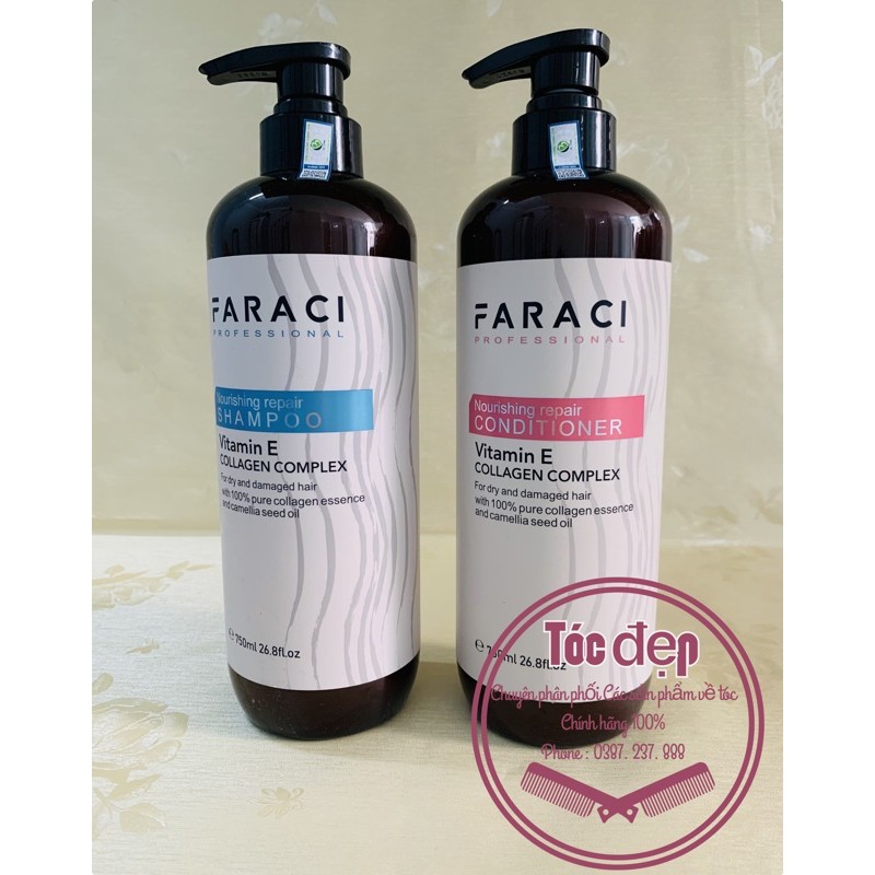 Cặp dầu gội & dầu xả FARACI phục hồi tóc hư tổn 1500ml