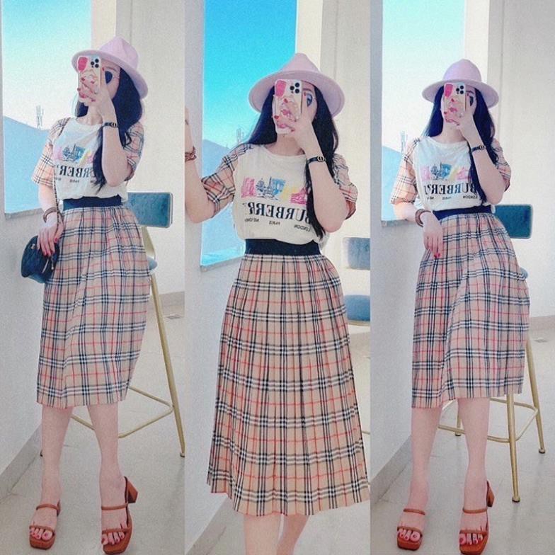 Set áo thun cotton chân váy dập ly bbr, Set váy nữ dập ly cao cấp | BigBuy360 - bigbuy360.vn