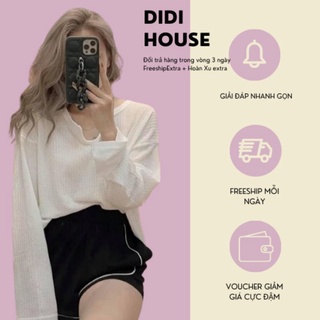 Áo Len Cổ Cutout Giọt Nước Nữ [FREESHIP] 🌸 Thun dài tay vintage form rộng màu ĐEN | TRẮNG | HỒNG cá tính Ulzzang 🌸