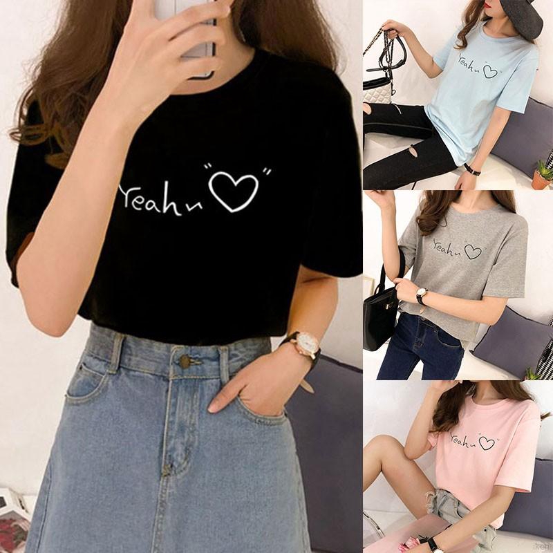 Áo thun nữ ngắn tay in chữ nhiều màu sắc