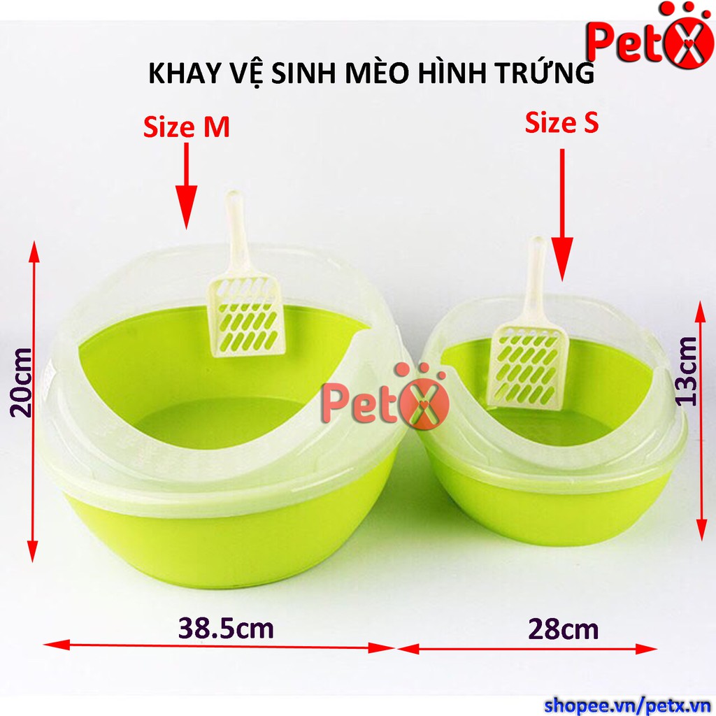 Khay vệ sinh cho mèo hình trứng giá rẻ cỡ trung (size M), chọn được màu